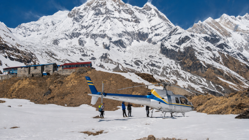 Helicopter in ABC - Annapurna Base Camp Trek With Helicopter Return