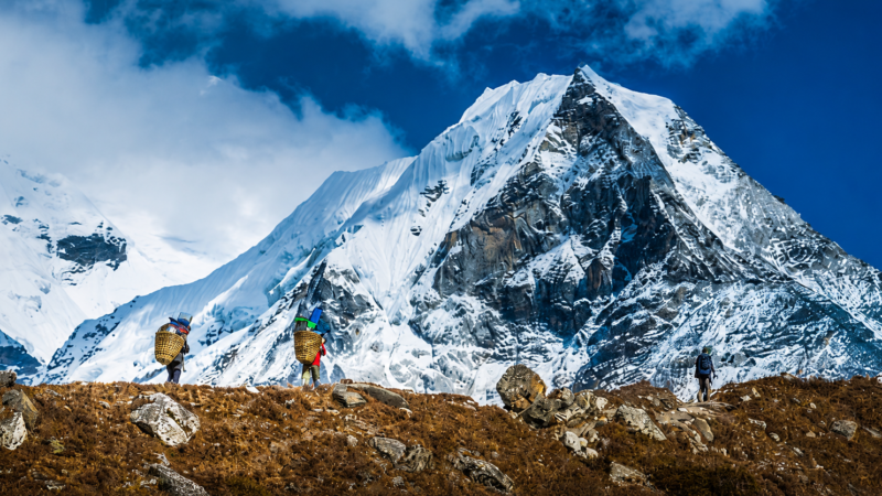 Porter in Island peak - Island Peak Climbing 15 Days Itinerary
