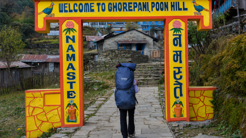 Ghorepani village entrace gate - poonhill - Ghorepani Poon Hill Trek